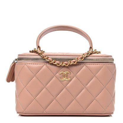 Chanel Lambskin Quilted Small Top Handle Vanity Case With Chain Beige 1 of 4