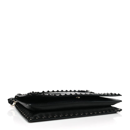 Valentino Garavani Nappa Canvas Camouflage Rockstud Wristlet Clutch Black 4 of 9