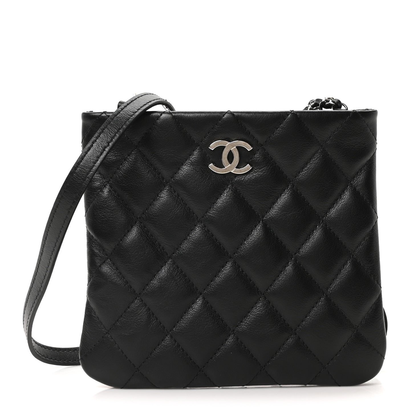 Calfskin Quilted Crossbody Bag Black