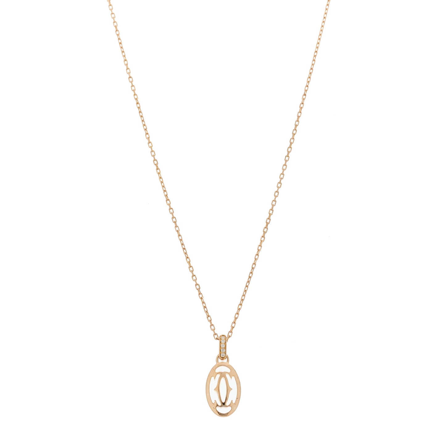 18K Pink Gold Diamond Logo Pendant Necklace