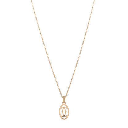 Cartier 18K Pink Gold Diamond Logo Pendant Necklace 1 of 5