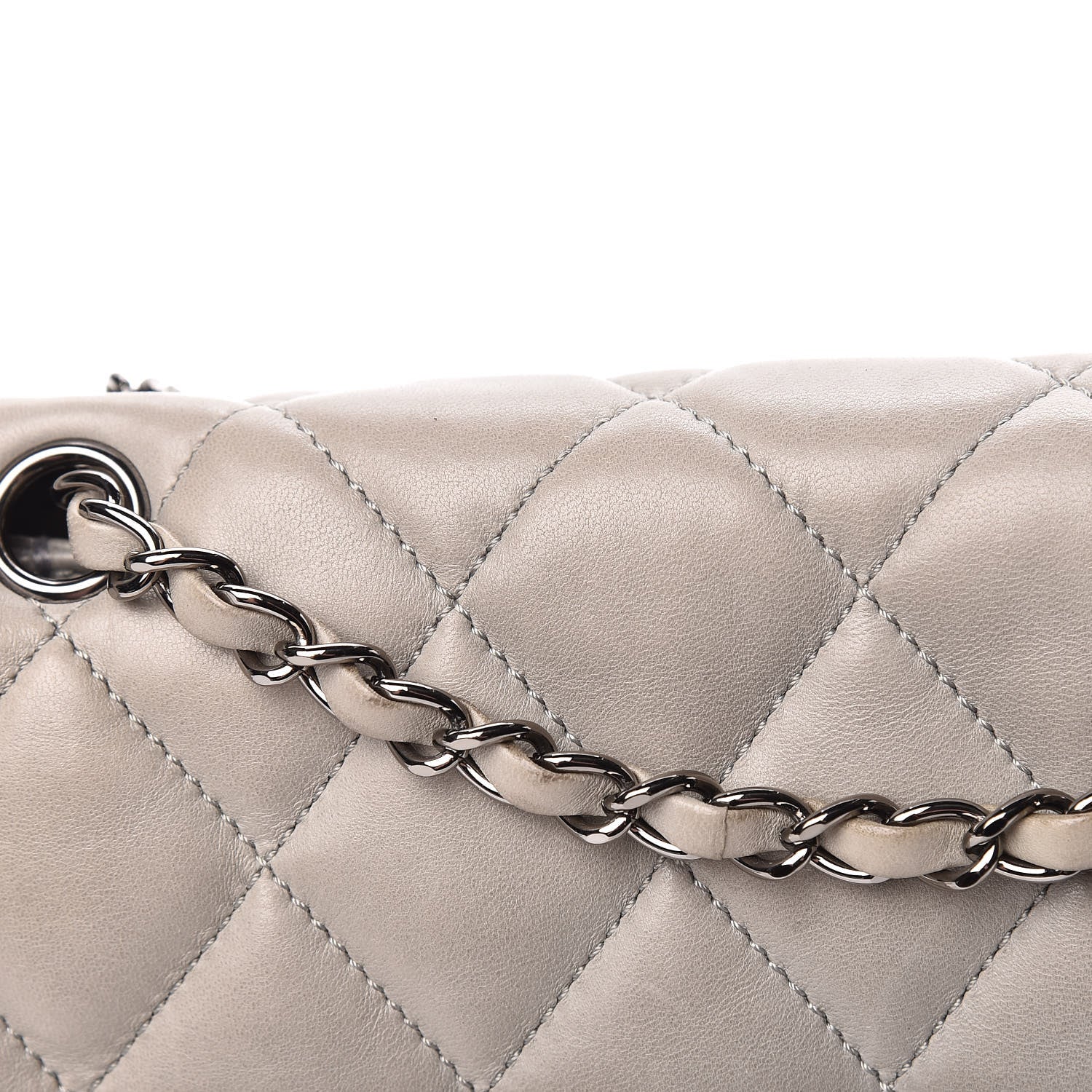 Chanel Lambskin Quilted 3 Accordion Flap Bag Grey 14 of 14