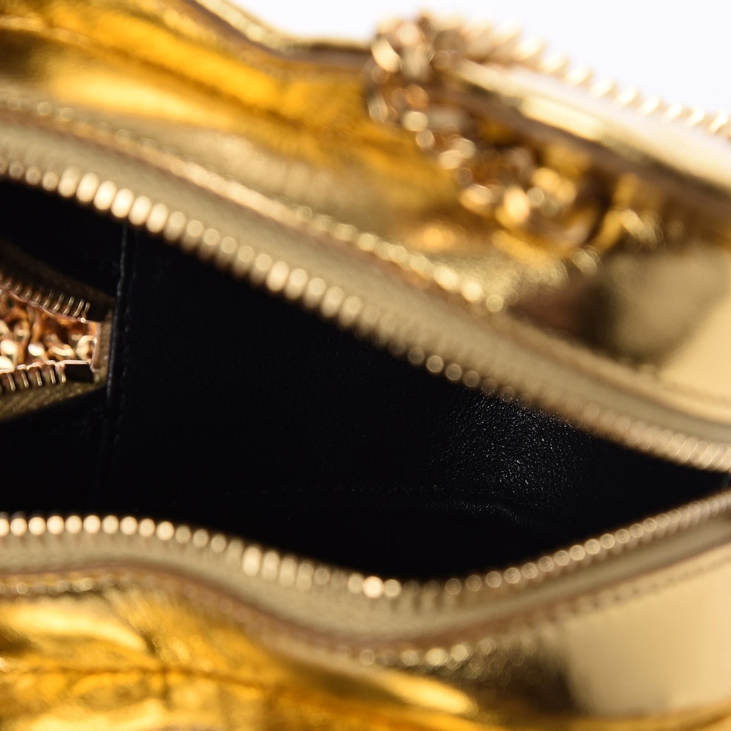 Metallic Calfskin Matelasse Chevron Monogram Small Love Heart Chain Bag Gold