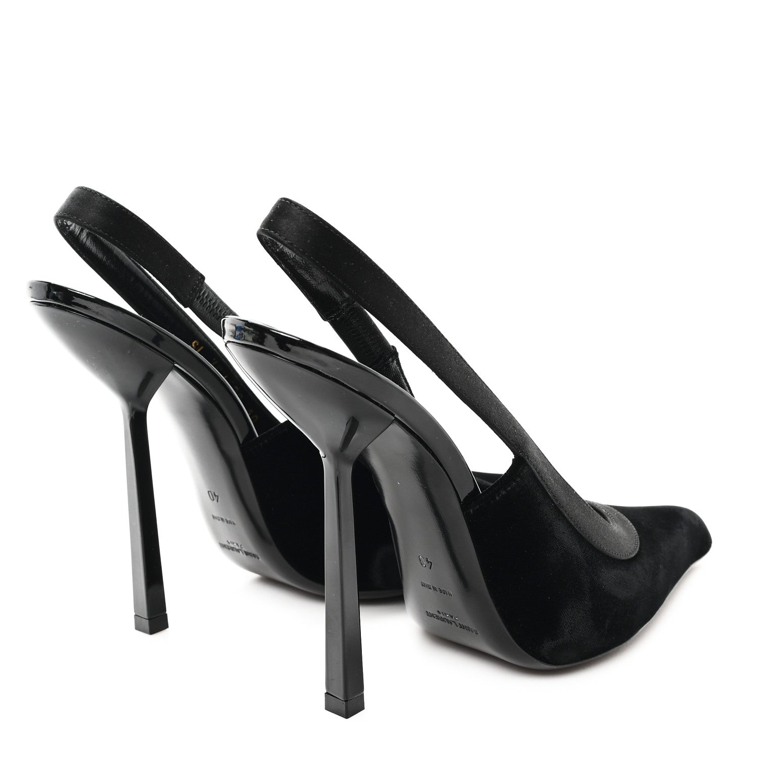 Saint Laurent Velluto Master Raso Regale Victoire 115 Slingback Pumps 40 Black 5 of 10