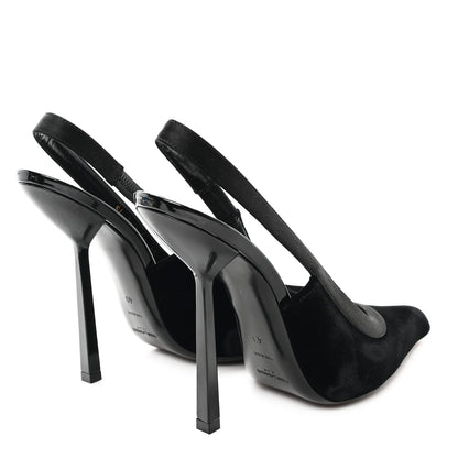 Saint Laurent Velluto Master Raso Regale Victoire 115 Slingback Pumps 40 Black 5 of 10