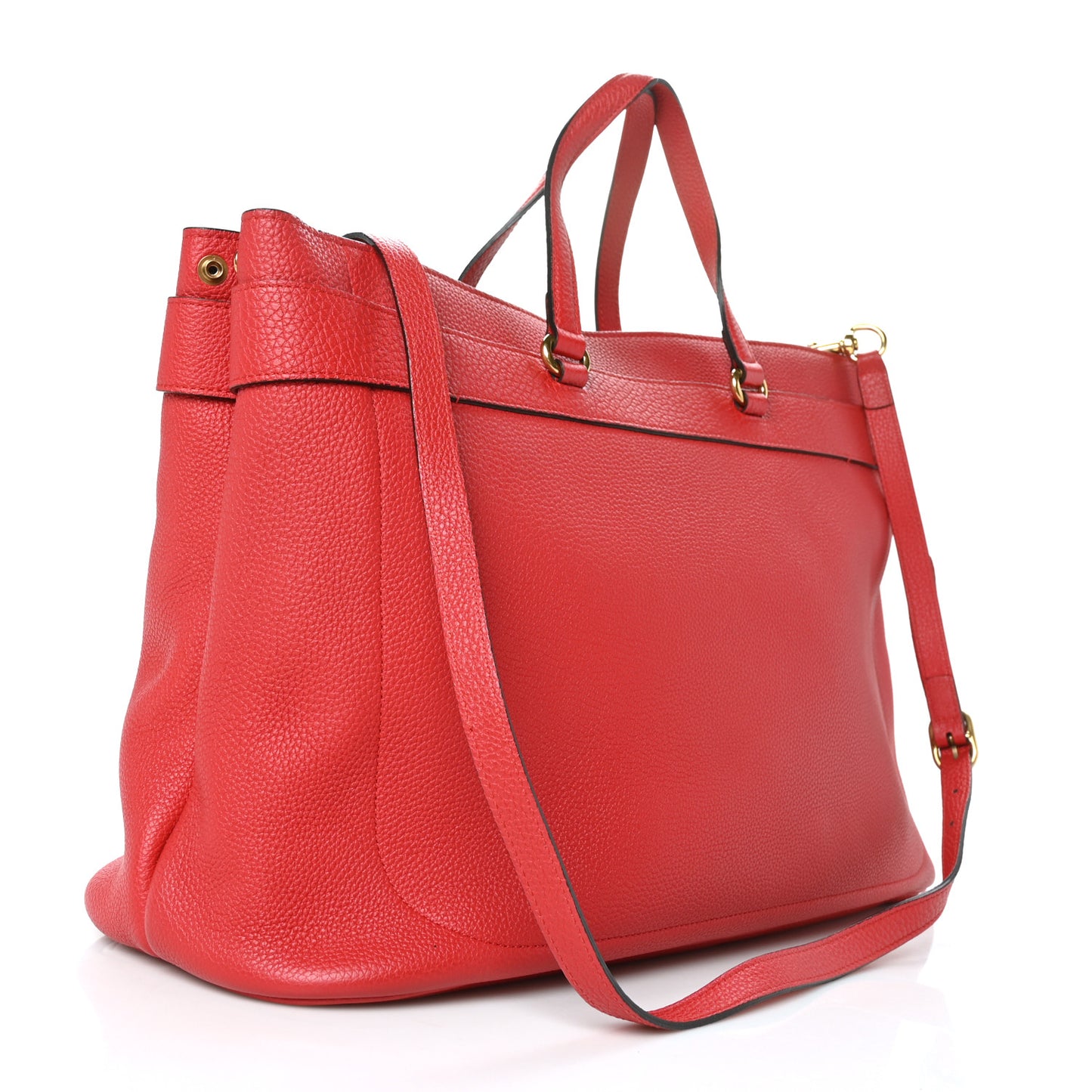 Textured Calfskin Large Bright Bit Tote Red