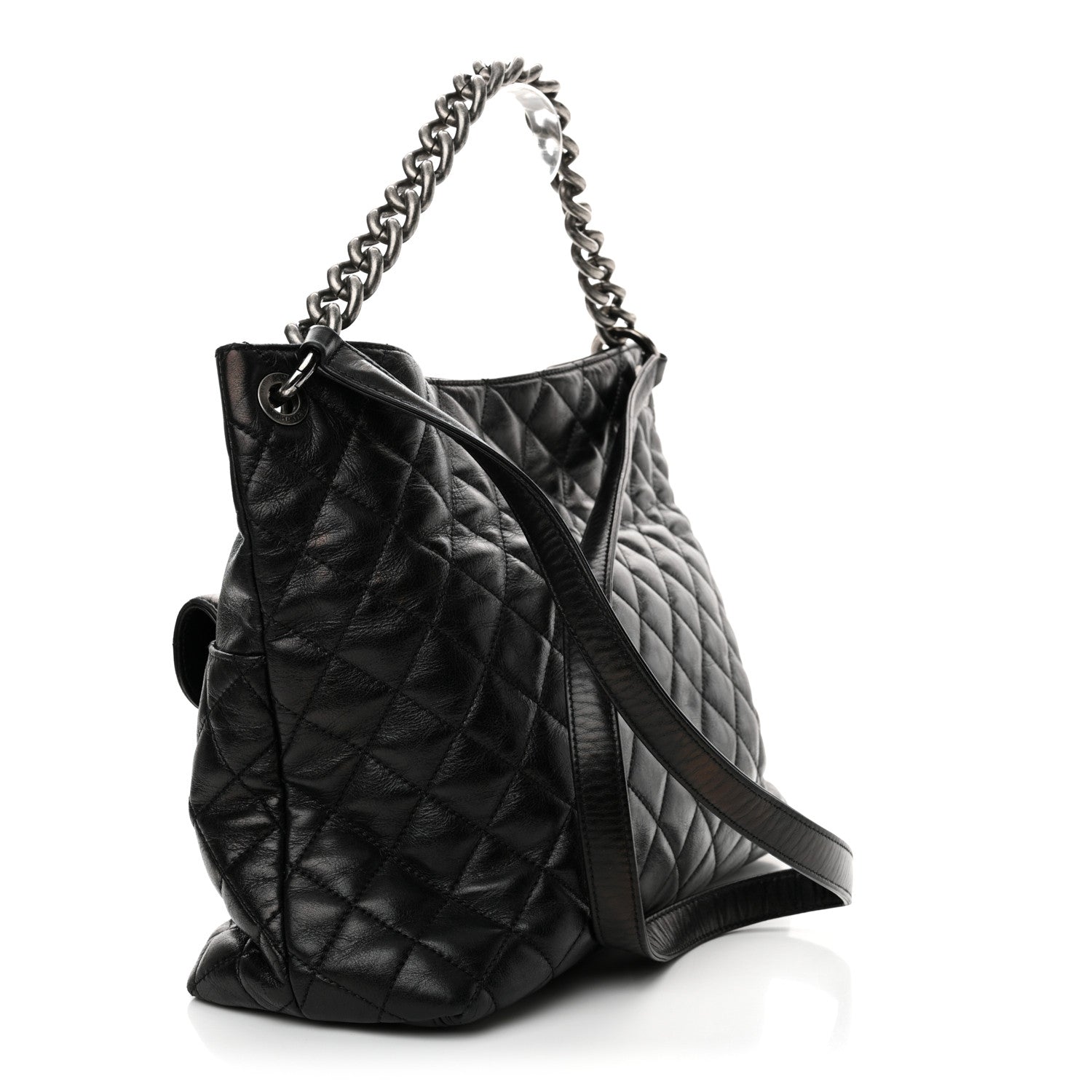 Chanel Aged Calfskin Quilted Mad About Quilting Hobo Black 3 of 16