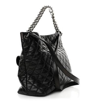 Chanel Aged Calfskin Quilted Mad About Quilting Hobo Black 3 of 16