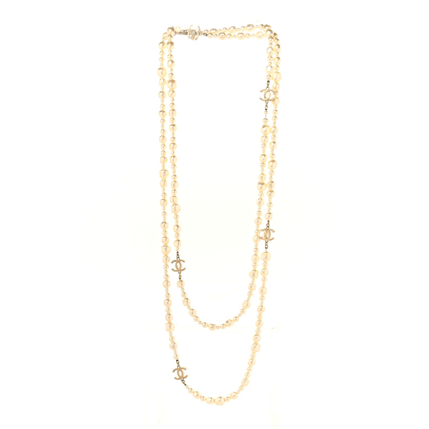 Chanel Pearl CC Long Necklace Light Gold 3 of 4