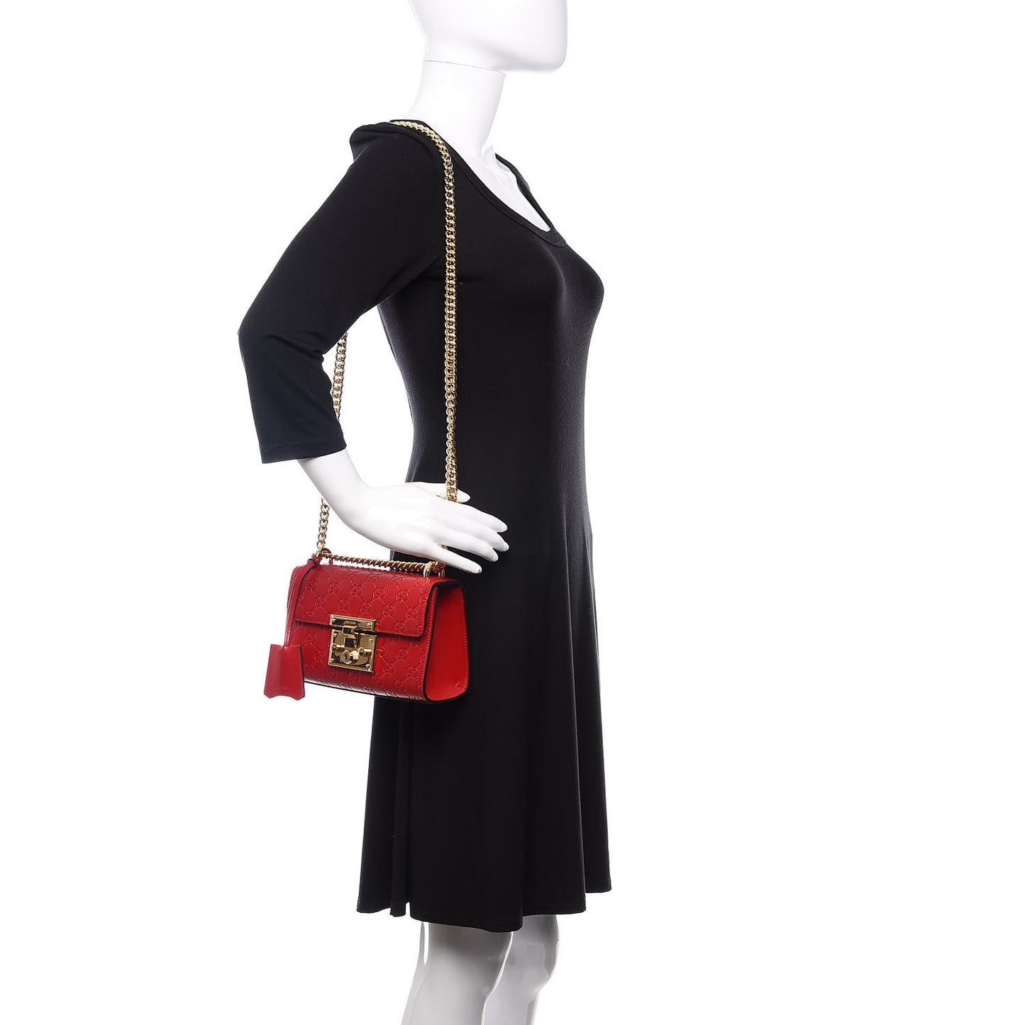 Guccissima Small Padlock Shoulder Bag Hibiscus Red