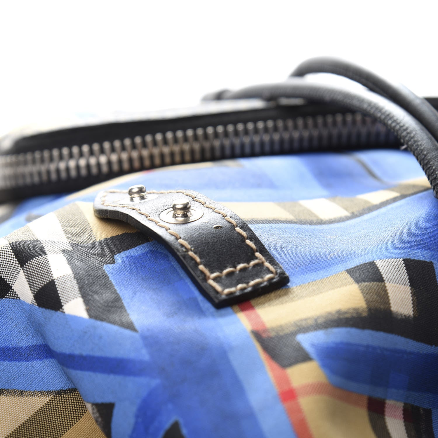 burberry colour block vintage check and leather backpack- blue/orange range Burberry Vintage Check Graffiti Print Large Rucksack Backpack Blue Antique  Yellow 646215 – FASHIONPHILE