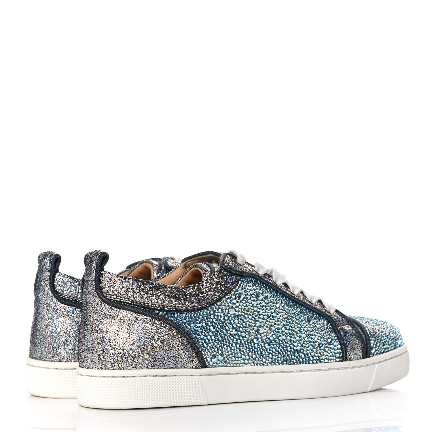 Christian Louboutin Metallic Strass Louis Junior Flat Sneakers 35 Silver AB 4 of 11