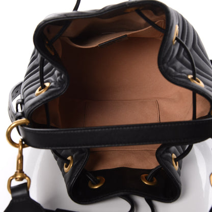 Gucci Calfskin Matelasse Sylvie Web GG Marmont Bucket Bag Black 5 of 7