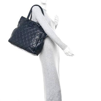 Chanel Lambskin Quilted Hidden Chain Tote Navy 2 of 10