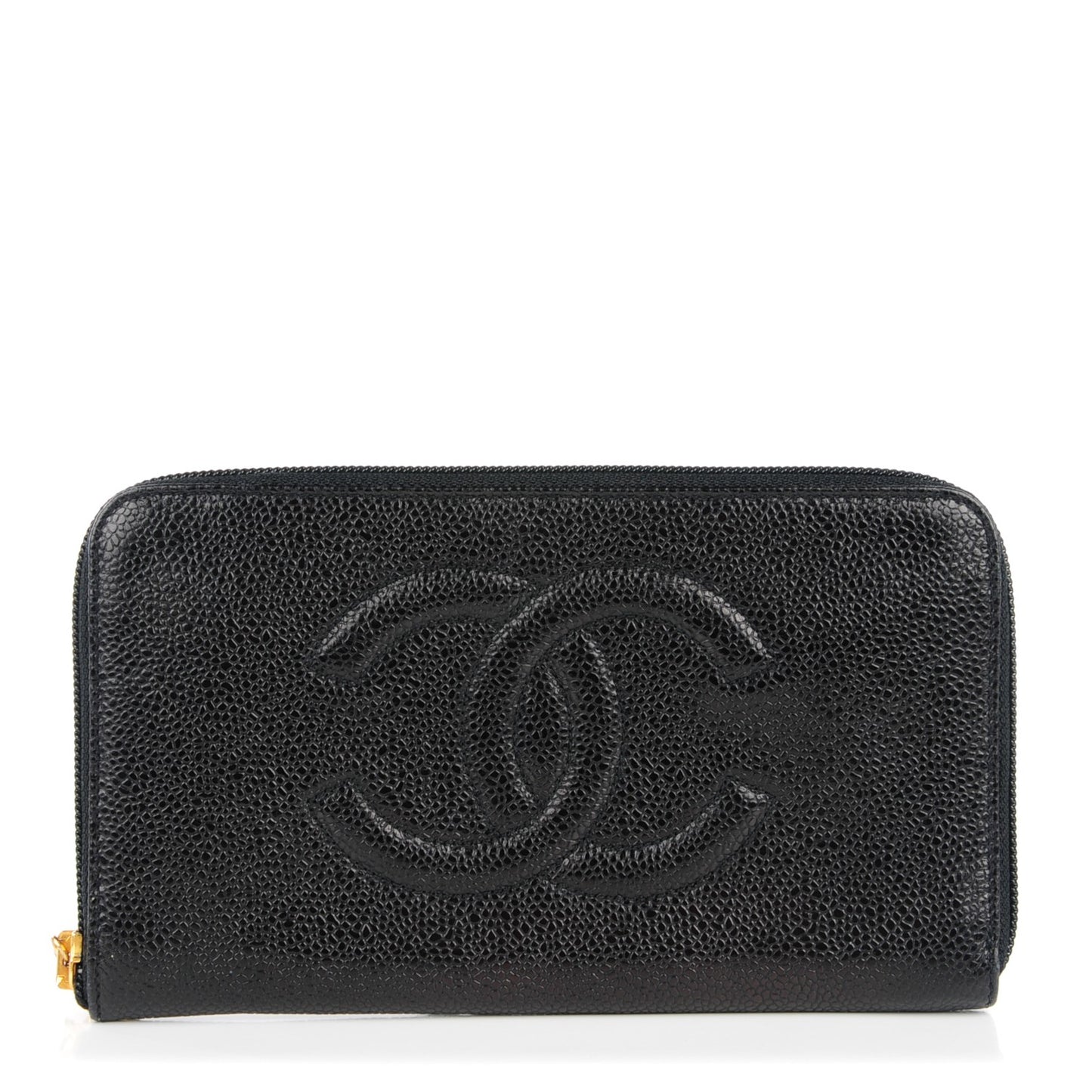 Caviar Large Timeless CC Zip Around Wallet Black