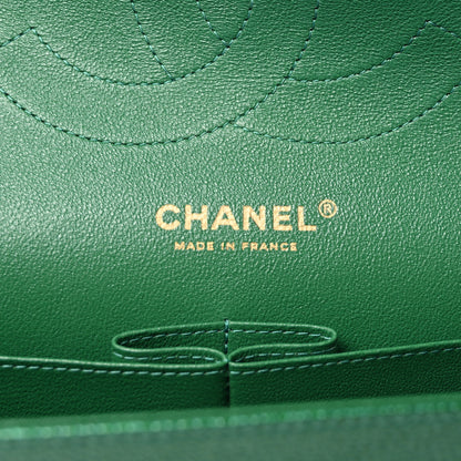 Chanel Metallic Caviar Quilted Jumbo Double Flap Green 6 of 10