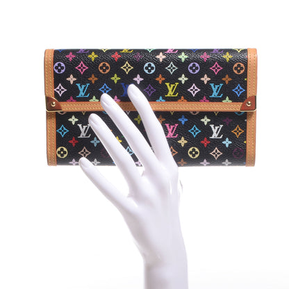 Louis Vuitton Monogram Multicolor Porte Tresor International Wallet Black 2 of 8