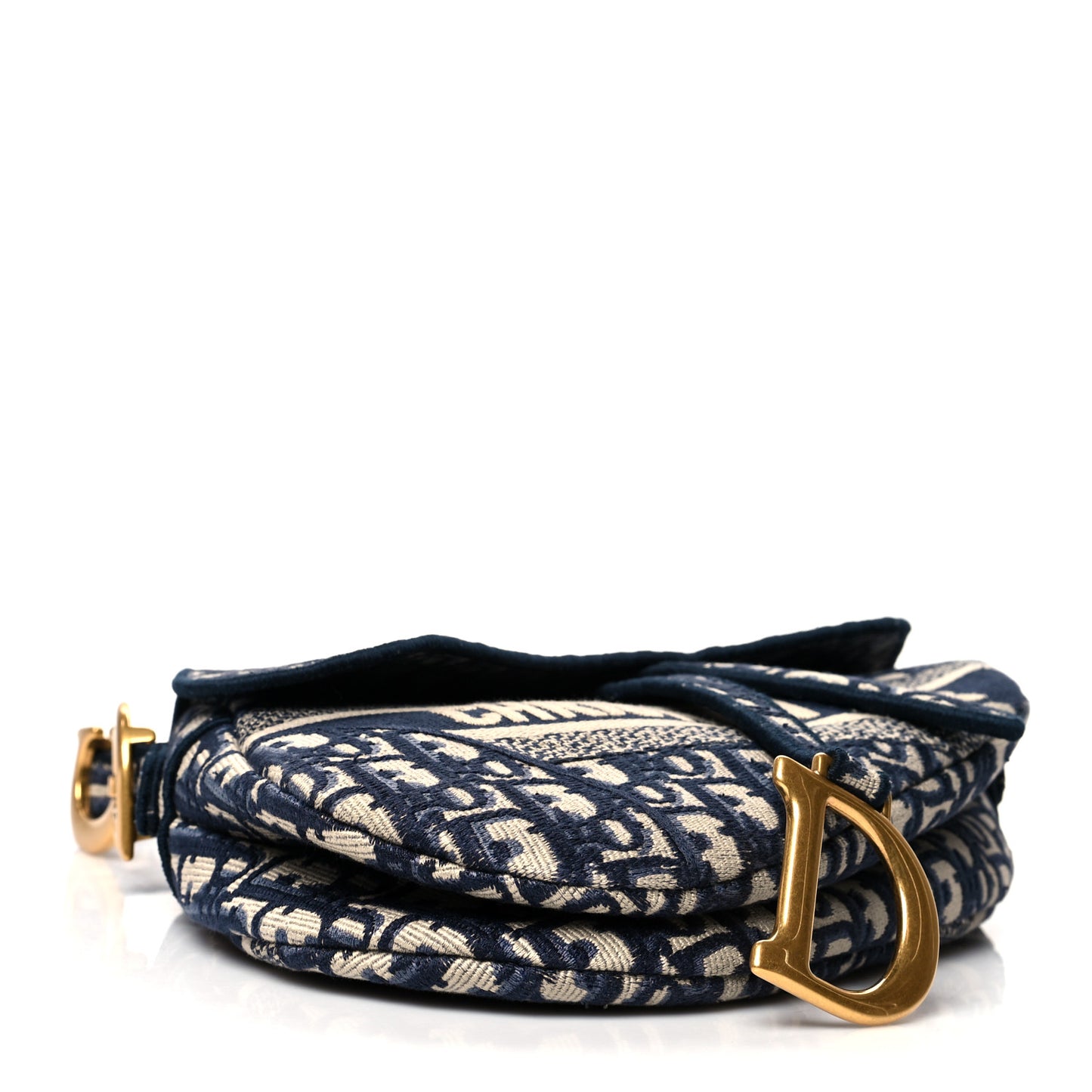 Oblique Embroidered Saddle Bag Blue