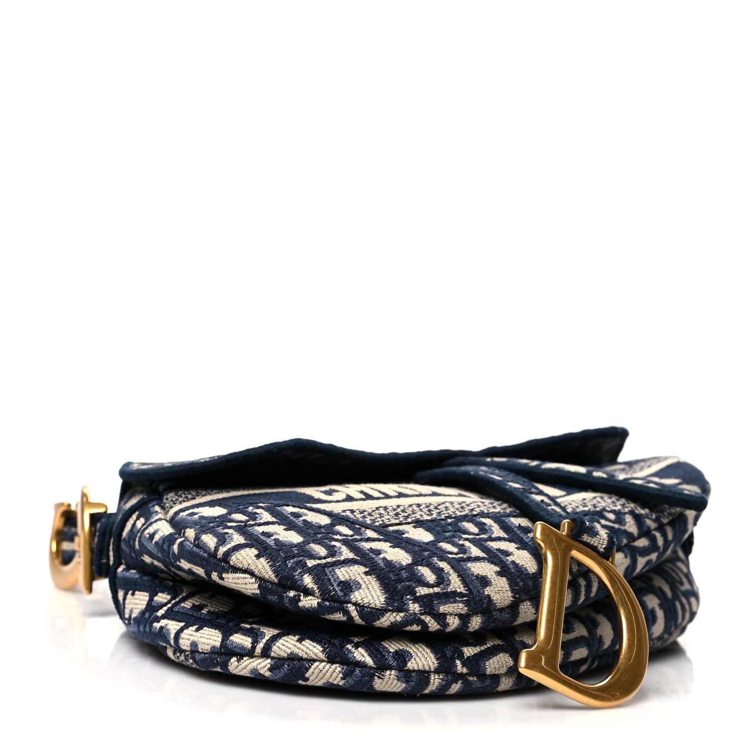 Christian Dior Oblique Embroidered Saddle Bag Blue 4 of 10