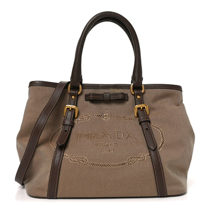 Prada Jacquard Logo Tote Corda Bruciato 1 of 9