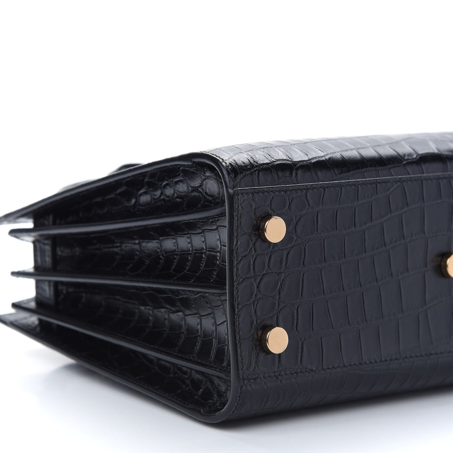 Calfskin Crocodile Embossed Baby Sac De Jour Black