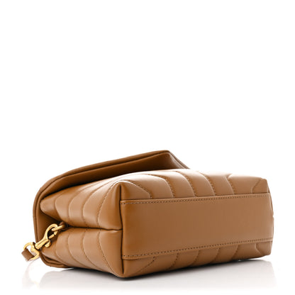 Saint Laurent Calfskin Y Quilted Monogram Toy Loulou Crossbody Bag Dark Natural 4 of 10