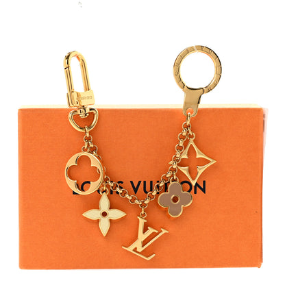 Louis Vuitton Brass Enamel Fleur De Monogram Bag Charm Chain Gold 5 of 5
