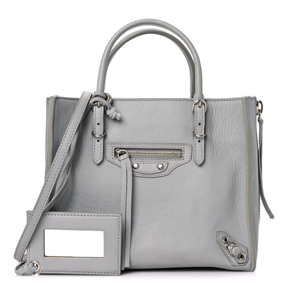 Balenciaga Calfskin Papier Mini A4 Zip Around Tote Gris Glace 1 of 12