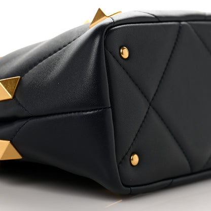 Valentino Garavani Nappa Small Roman Stud The Handle Bag Black 7 of 8