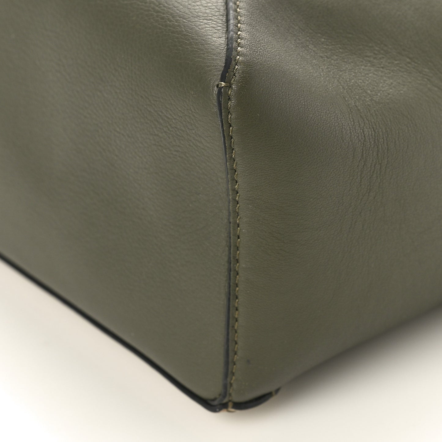 Calfskin Small Puzzle Edge Bag Laurel Green Light Oat