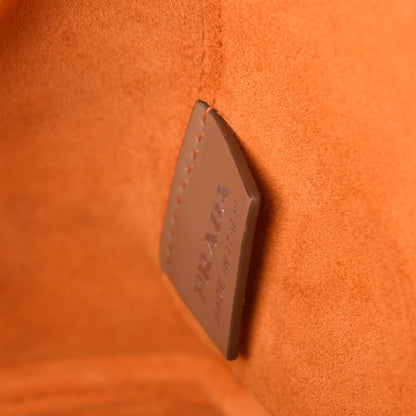 Prada City Calfskin Bi-Color Large Galleria Double Zip Tote Caramel Orange 6 of 12