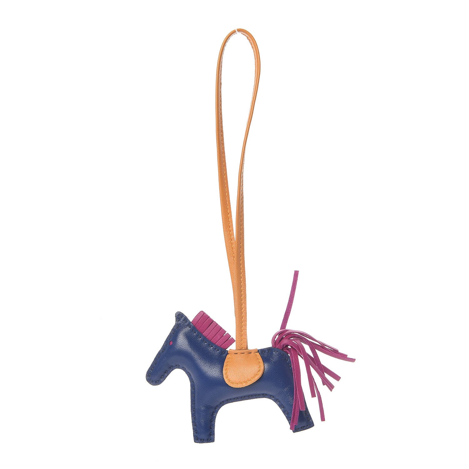 Hermes Milo Lambskin Grigri Rodeo Horse Bag Charm PM Bleu Saphir Rose Pourpre Bouton D'Or 1 of 5