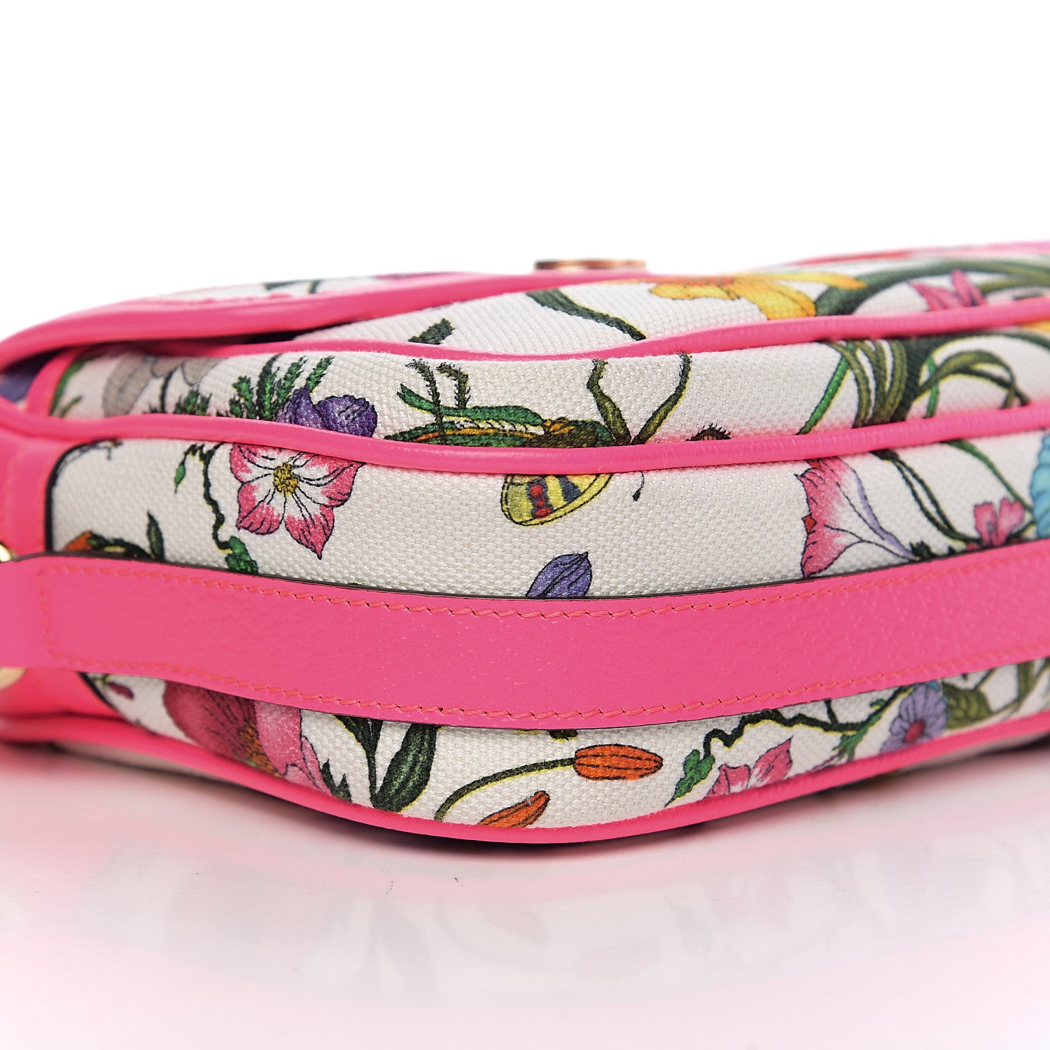 Gucci Canvas Flora Floral Shoulder Bag White Fuchsia Fluo 8 of 9