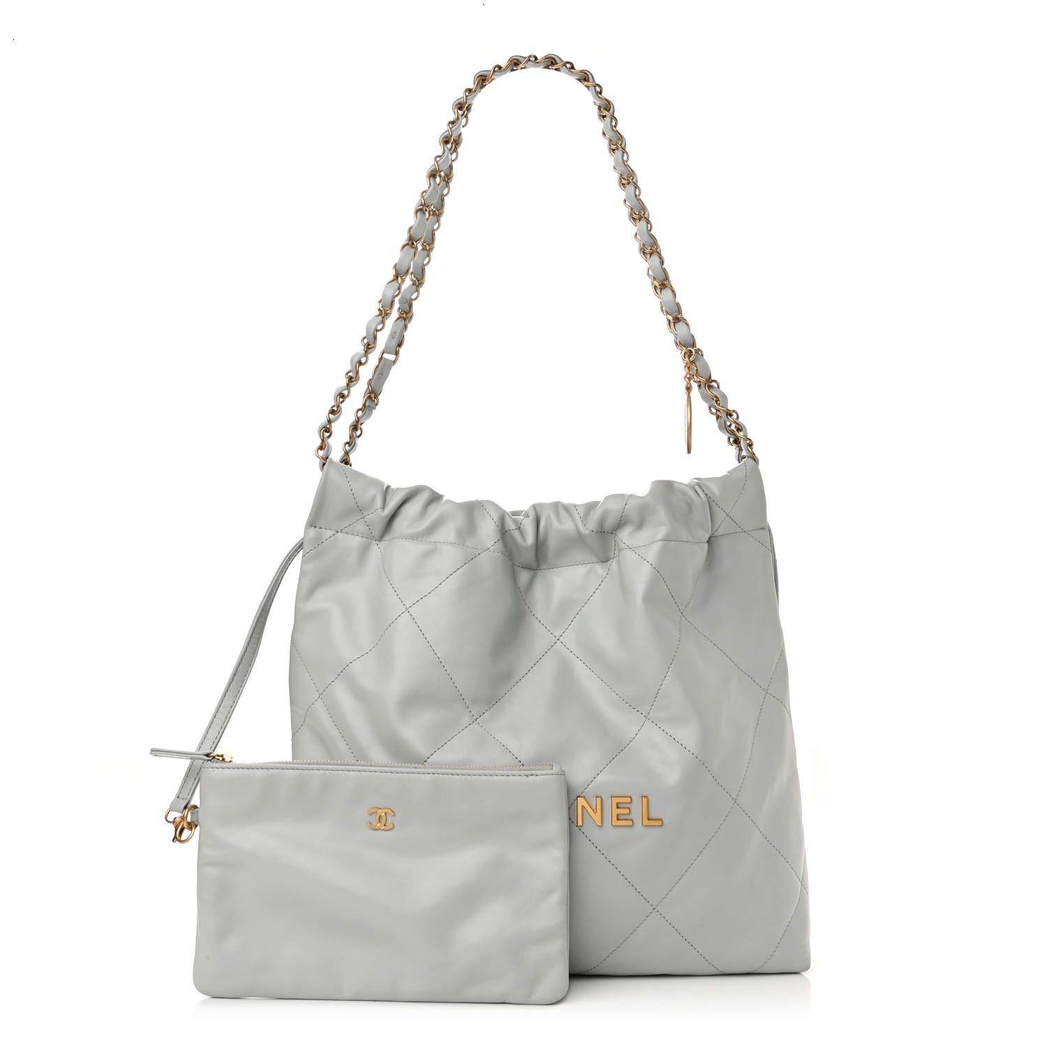 Chanel Shiny Calfskin Quilted Small 22 Light Blue 3 of 12