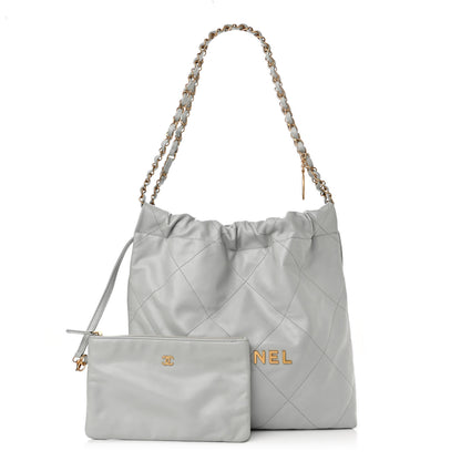 Chanel Shiny Calfskin Quilted Small 22 Light Blue 3 of 12