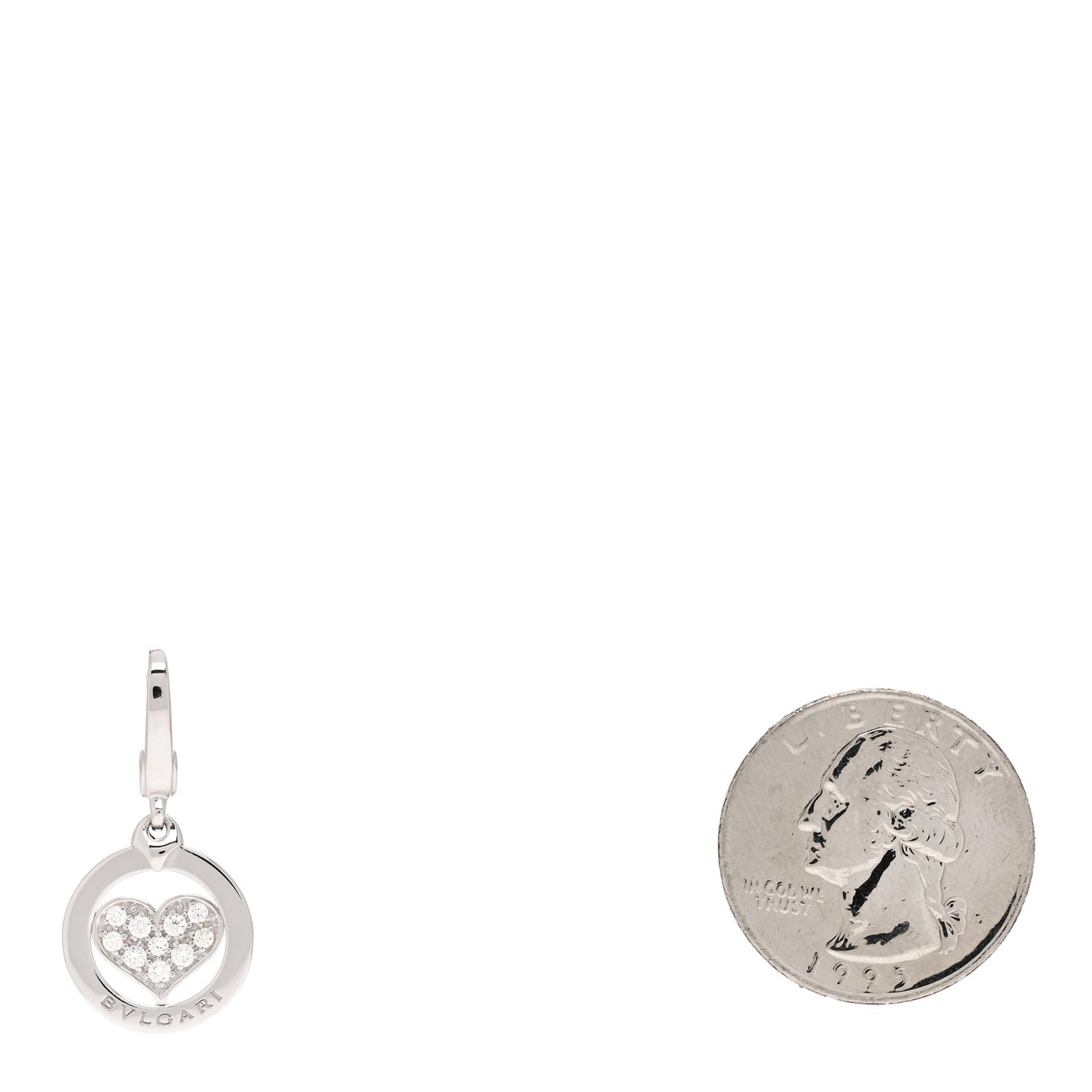 18K White Gold Diamond Tondo Heart Charm