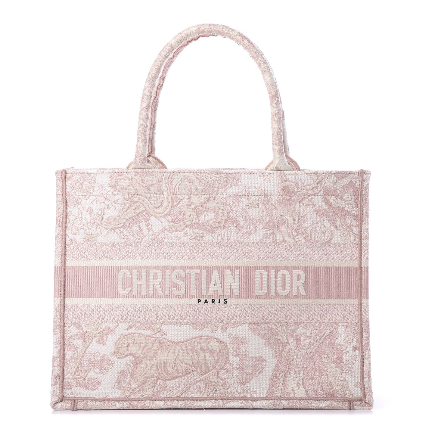 Canvas Embroidered Medium Dioriviera Toile De Jouy Book Tote Rose