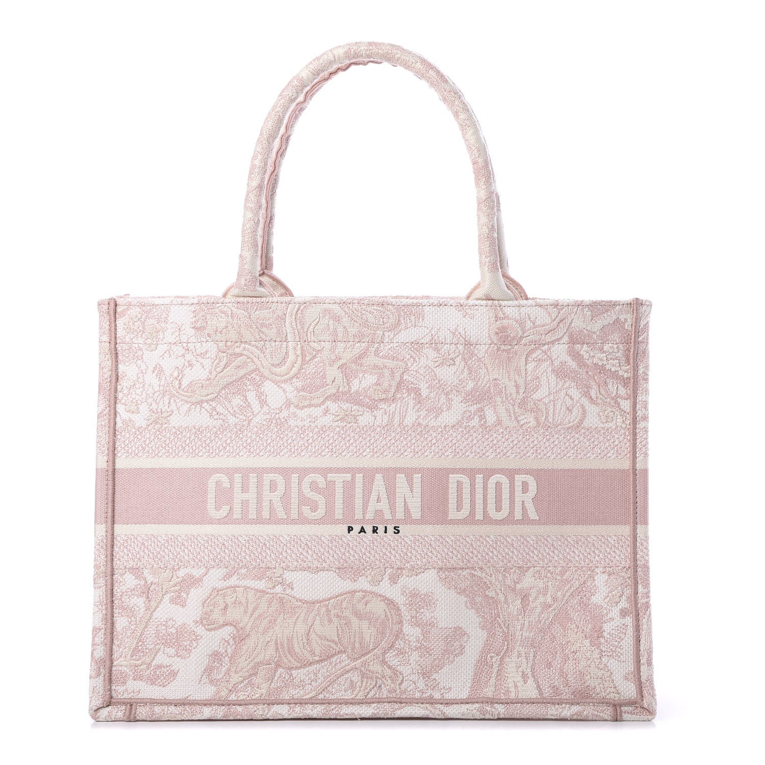 Christian Dior Canvas Embroidered Medium Dioriviera Toile De Jouy Book Tote Rose 1 of 9