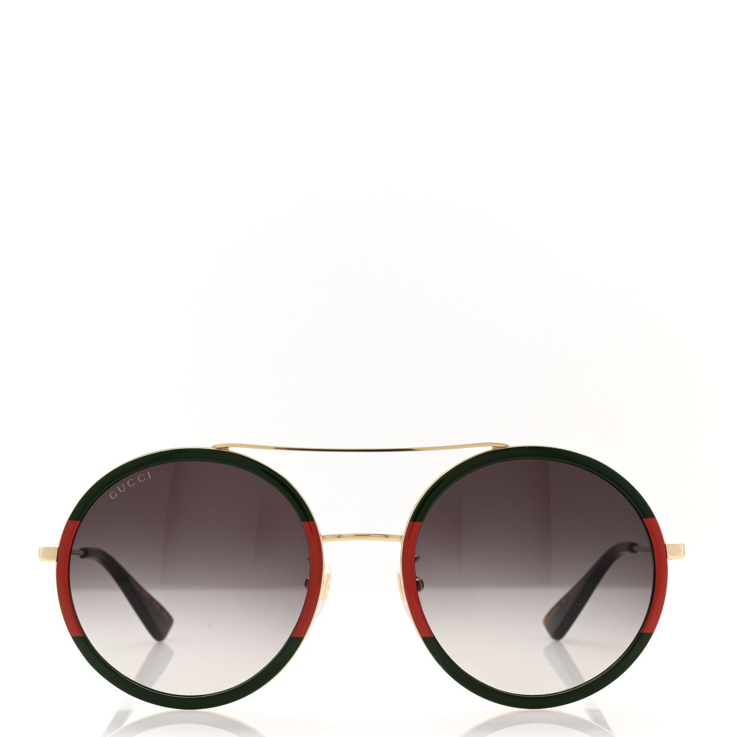 Gucci Metal Round Frame Sunglasses GG0061S Green Red 2 of 7
