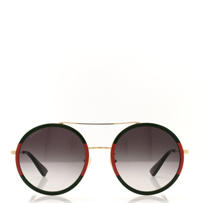 Gucci Metal Round Frame Sunglasses GG0061S Green Red 2 of 7