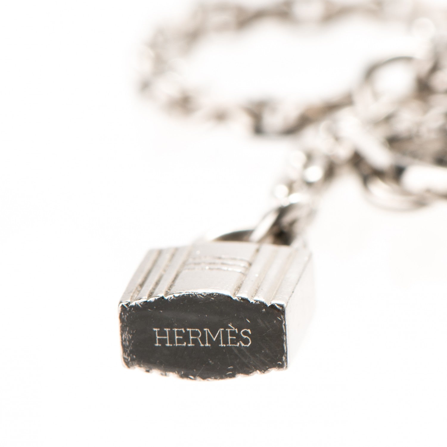 Hermes Sterling Silver Cadena Lock and Key Chain Bag Charm 4 of 5