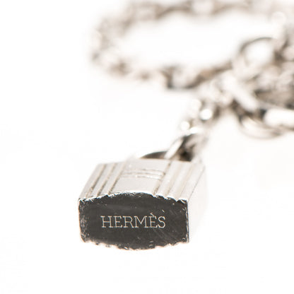 Hermes Sterling Silver Cadena Lock and Key Chain Bag Charm 4 of 5
