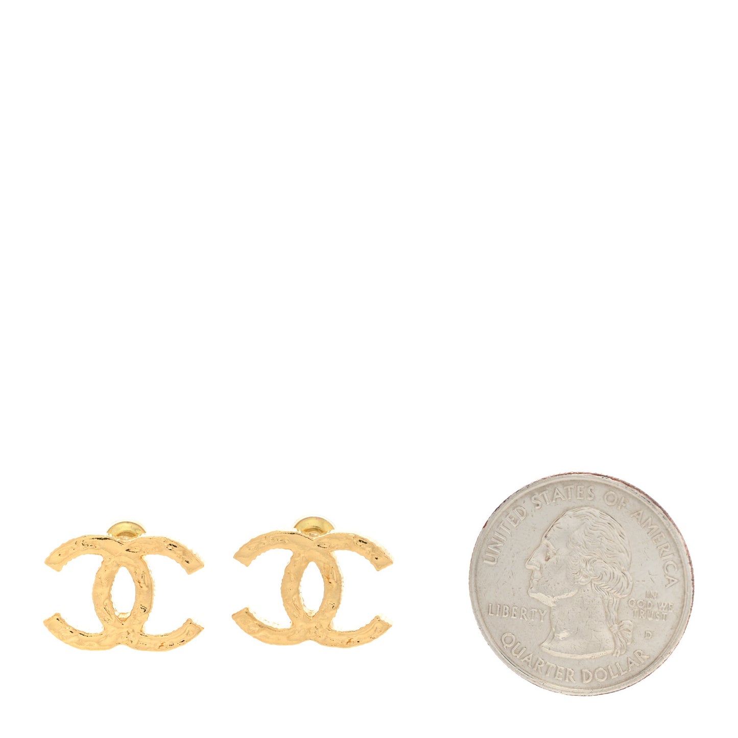 Metal Textured CC Earrings Gold