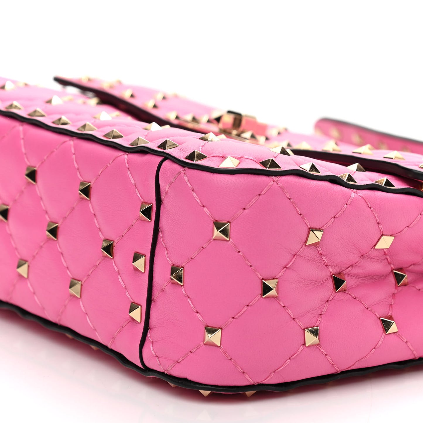Nappa Medium Rockstud Spike Shoulder Bag Pink Orchid