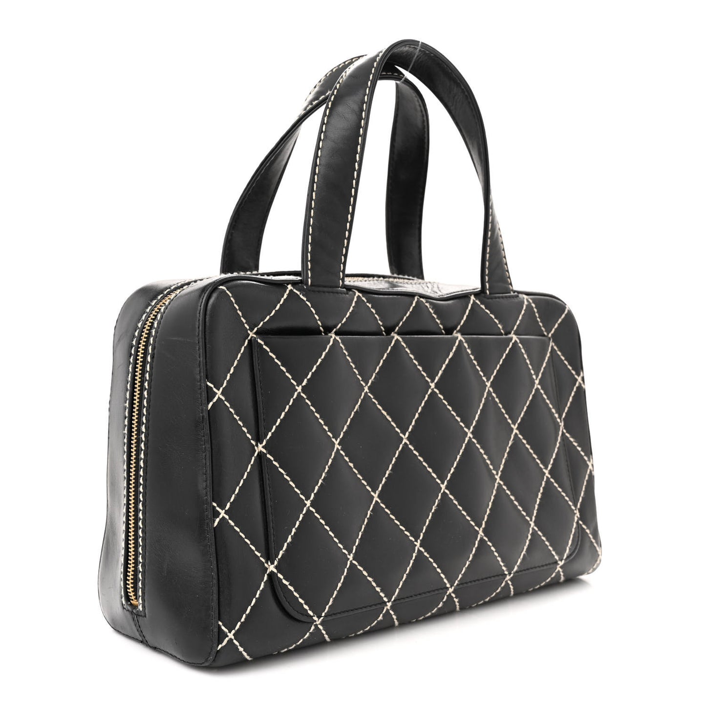 Calfskin Contrast Stitch Surpique Bowler Black