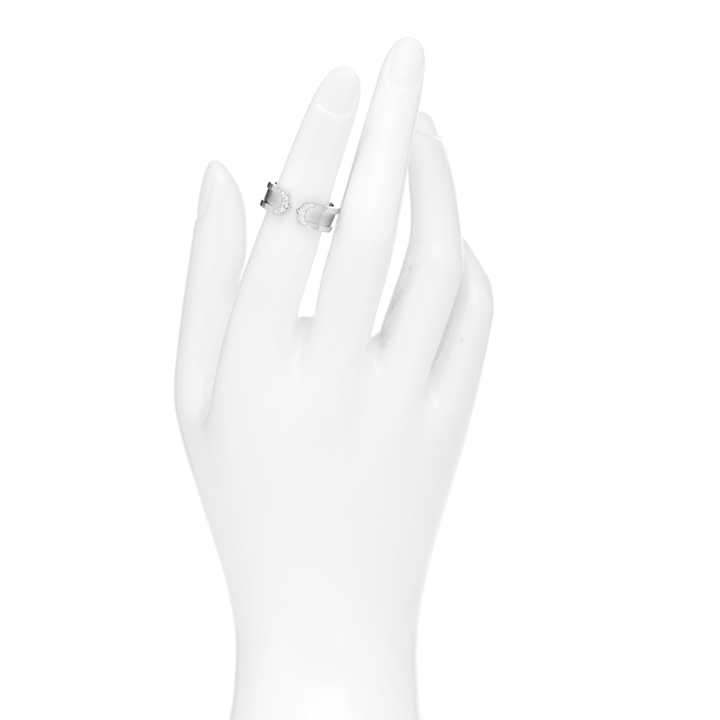 18K White Gold Diamond 6.5mm Logo De Cartier Ring 49 4.75