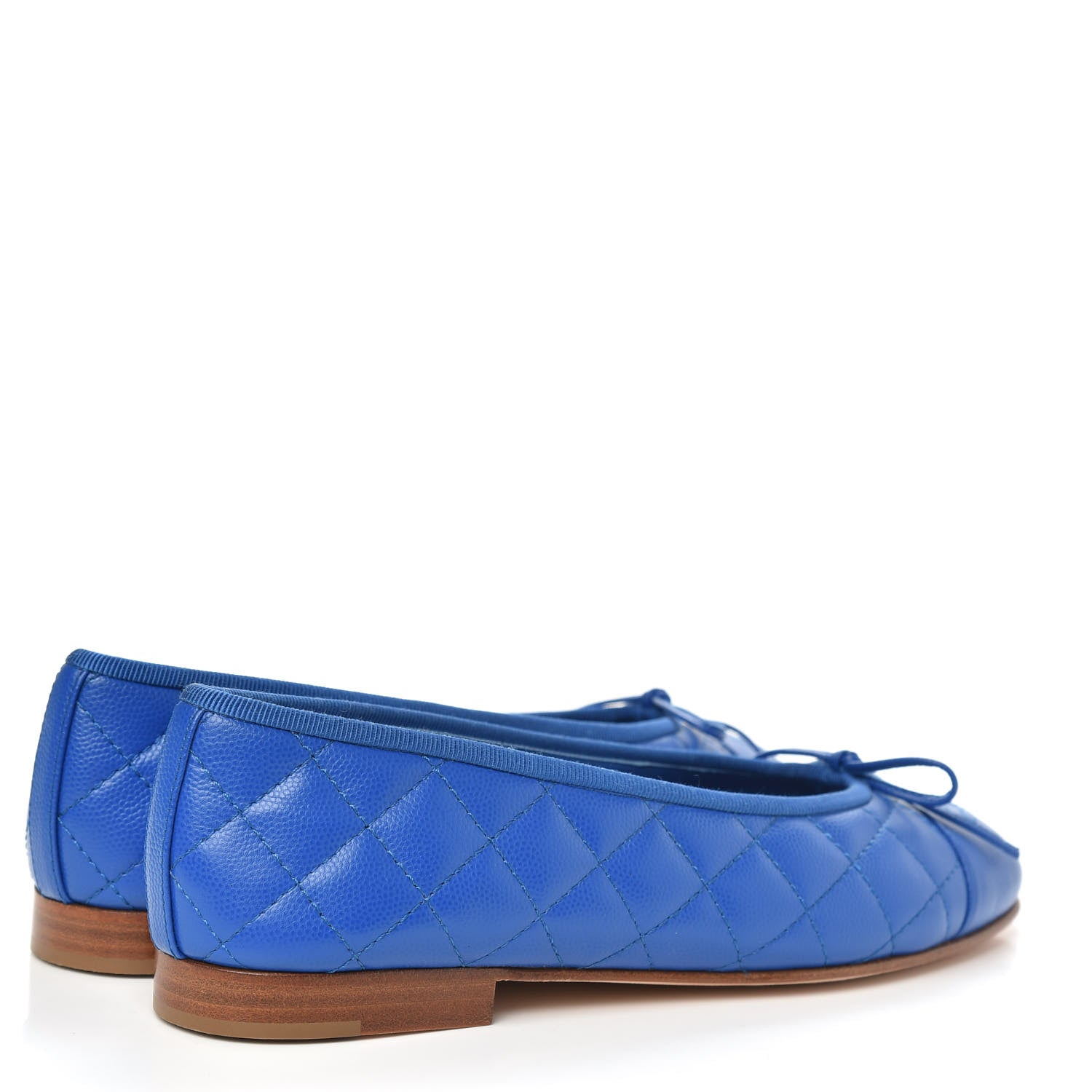 Chanel Caviar Quilted CC Cap Toe Ballerina Flats 36.5 Bright Blue 4 of 9