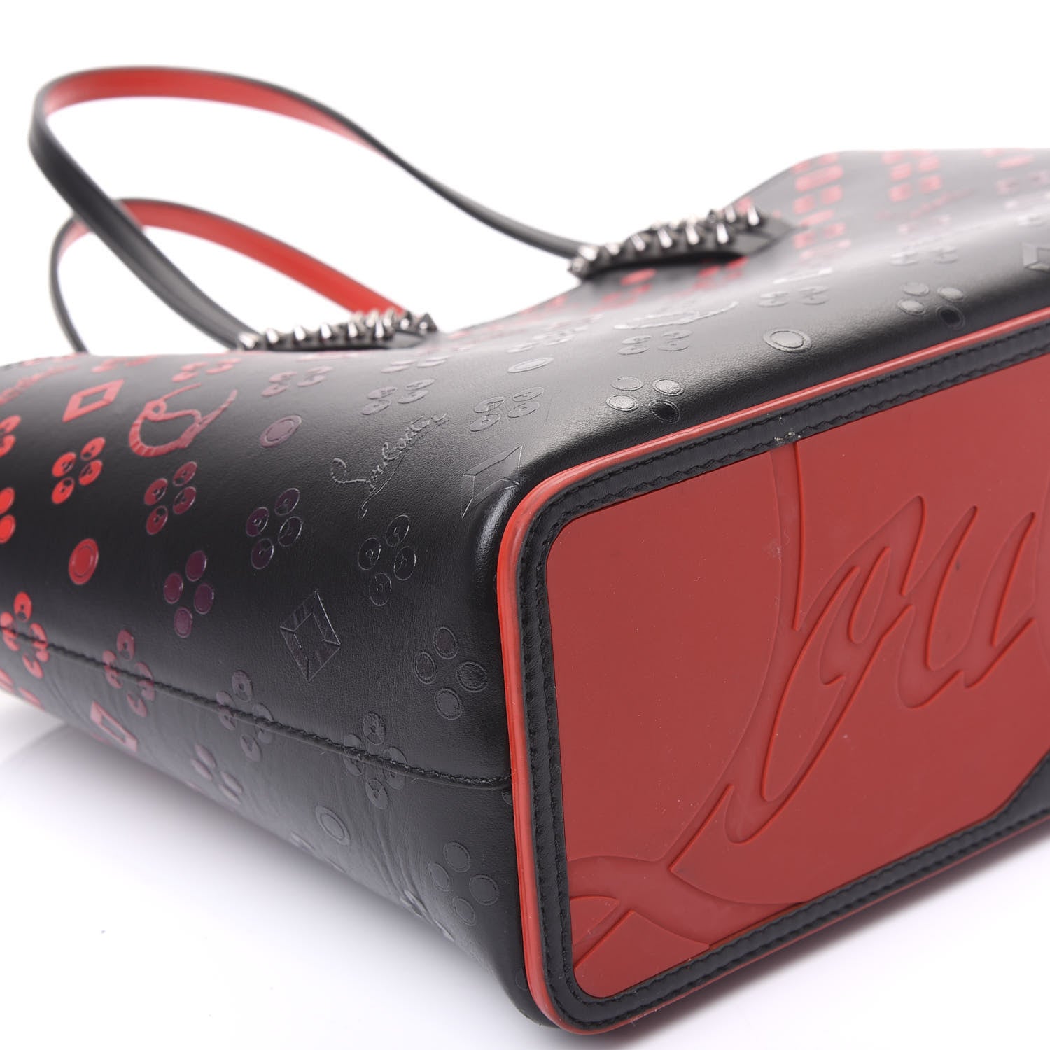 Christian Louboutin Perforated Calfskin Degrade Loubinthesky East West Cabata Tote Black Red 8 of 11