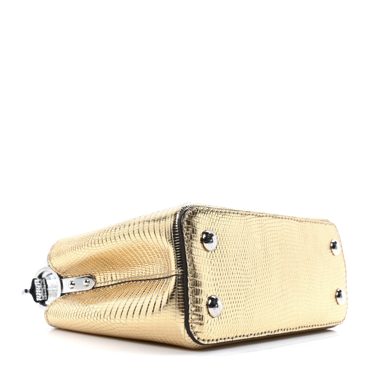 Louis Vuitton Metallic Lizard Capucines Mini Silver Gold 1717156
