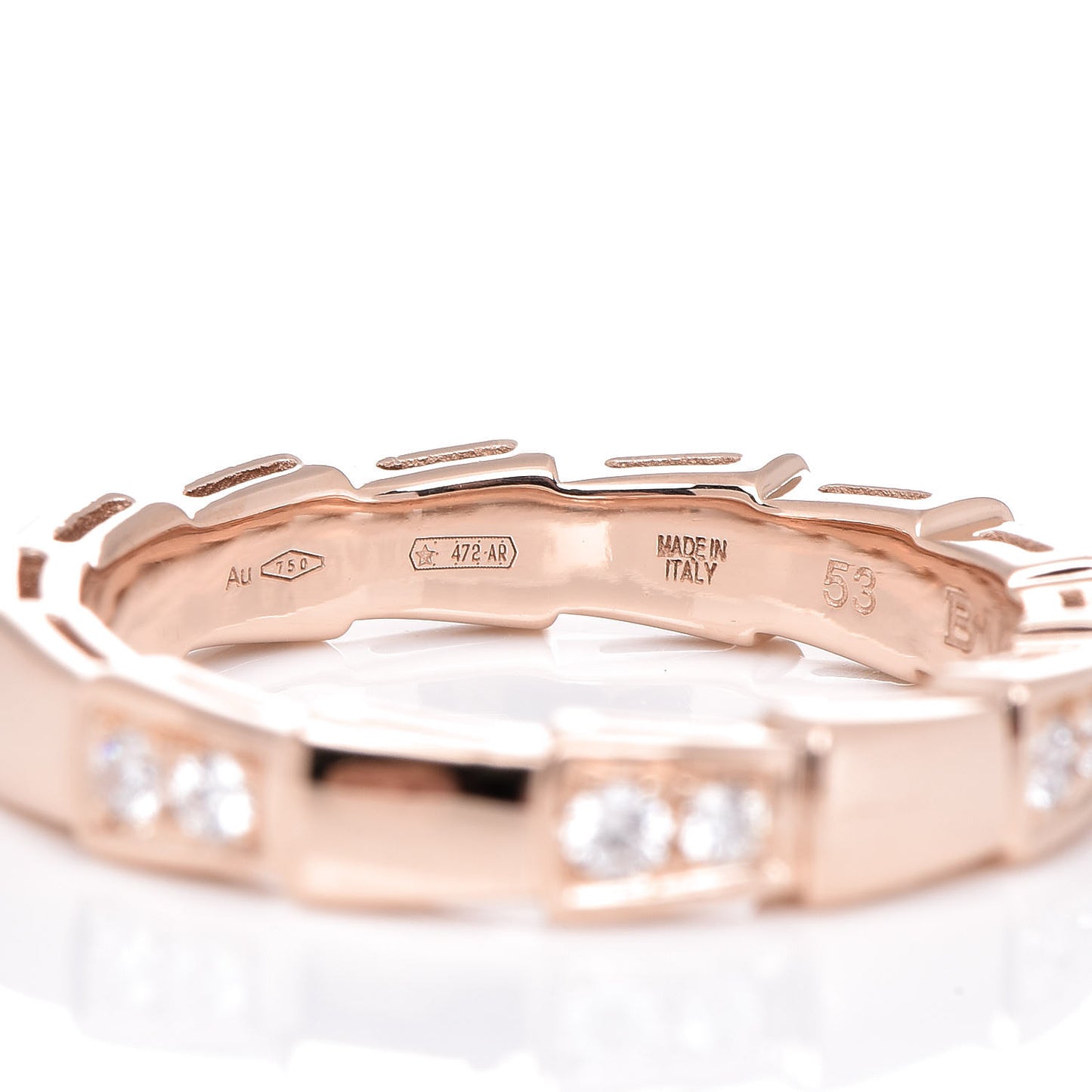 18K Rose Gold Diamond Serpenti Band Ring 53 6.5